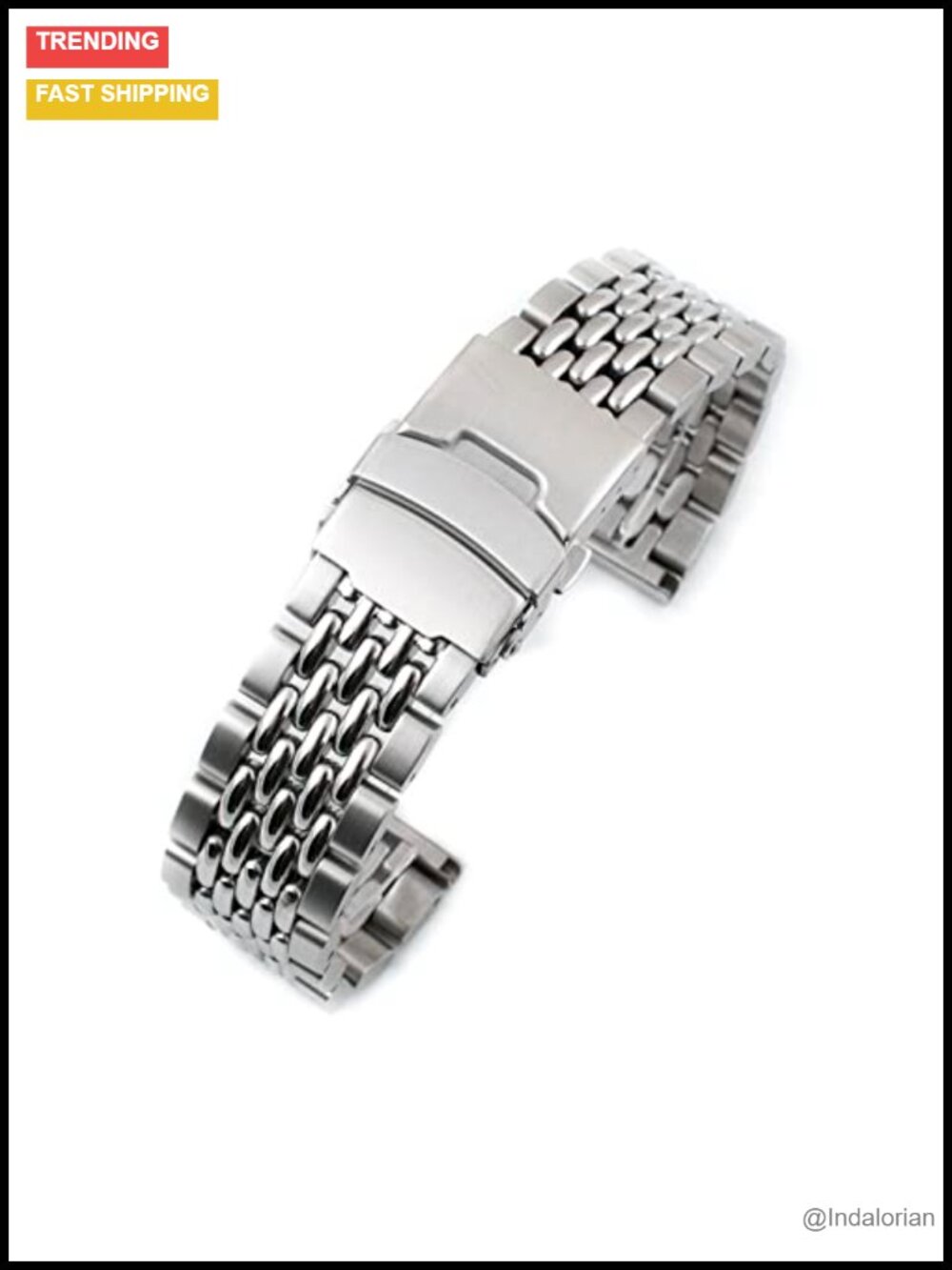 Stainless Steel Beads of Rice Watch Band Quick Release Replacement 18mm 19mm